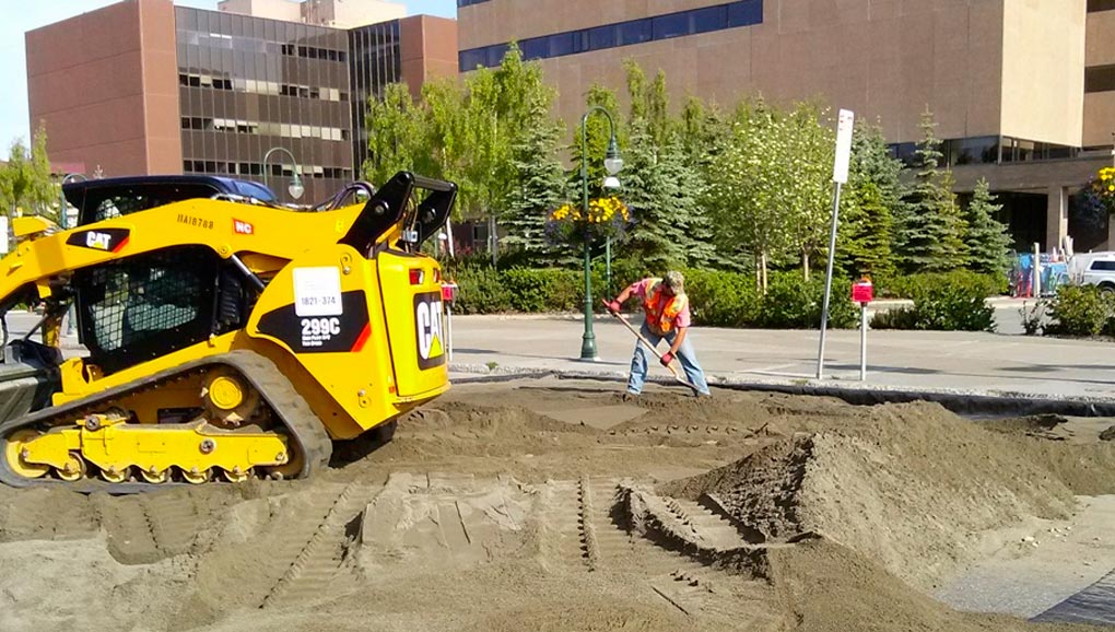 Construction worker in action